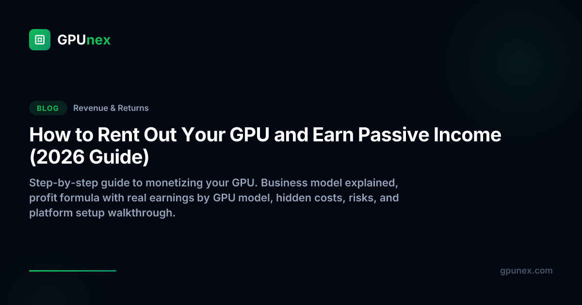 Gpu Rented Location Como Alugar a Sua GPU e Ganhar Rendimento Passivo (Guia 2026) | GPUnex Blog